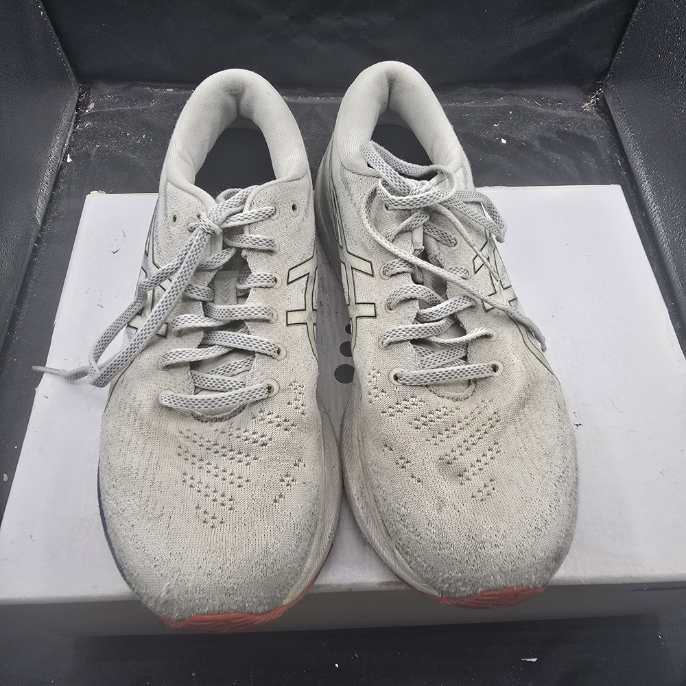 Asics Gray Athletic Shoes with Red Soles